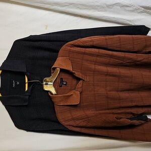 Set of 2 Longsleeve Polo Shirts by Van Heusen. Size Large. Cotton Blend.